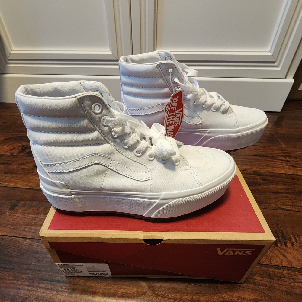 New Vans White High-Top Stacked Sneakers Womens 6